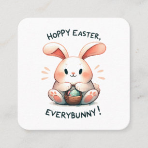 Carte De Visite Carré Pâques Bunny Hoppy Pâques, Tout le monde !