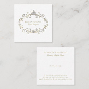 Carte De Visite Carré Parties scintillant Argent Faux Cadre Couronne Orn