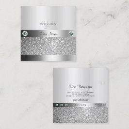 Carte De Visite Carré Parties scintillant brillante Silver Shimmery avec