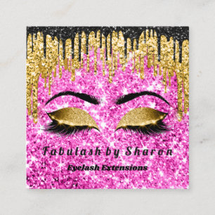 Carte De Visite Carré Parties scintillant d'or maquillage Artiste Lashes