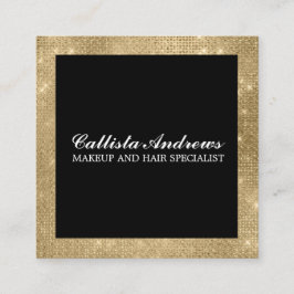 Carte De Visite Carré Parties scintillant d'or minimaliste moderne maqui