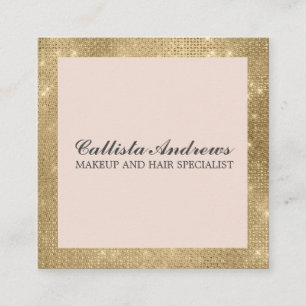 Carte De Visite Carré Parties scintillant d'or minimaliste moderne maqui