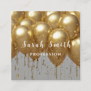 Carte De Visite Carré Parties scintillant Gold Shiny Balloons Party
