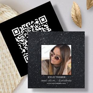 Carte De Visite Carré Parties scintillant noire   Photo   Social Media Q