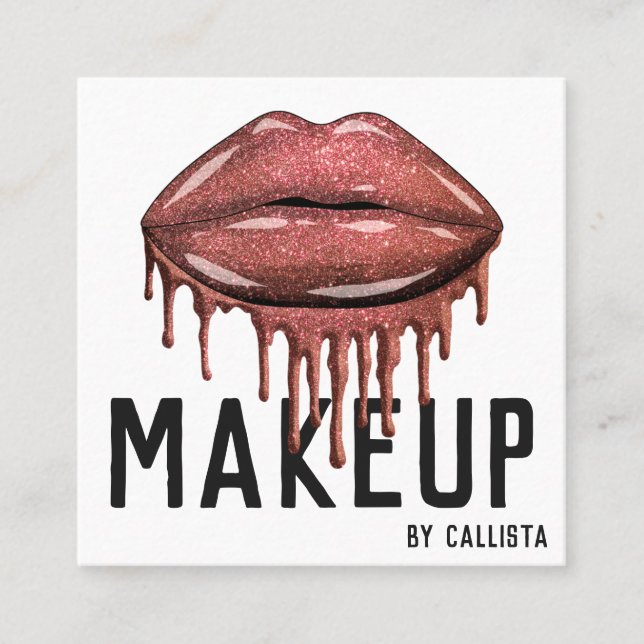 Carte De Visite Carré Parties scintillant Rose brillant Lèvres  (Devant)