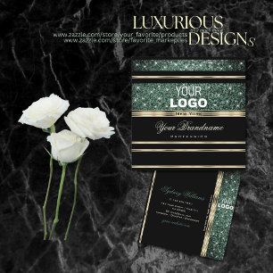 Carte De Visite Carré Parties scintillant verte de la Forêt-Noire modern