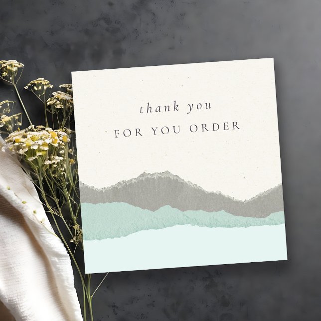 Carte De Visite Carré Pastel Aqua Kraft Mountain Merci Pour Votre Comman (Créateur téléchargé)