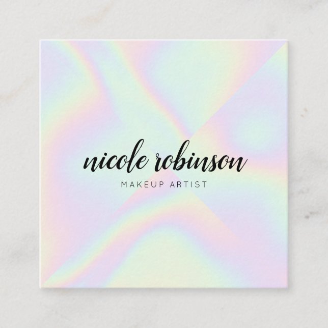 Carte De Visite Carré Pastel arc-en-ciel holographique maquillage modern (Devant)