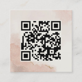 Carte De Visite Carré Pastel Dusty rose QR Code minimaliste chic