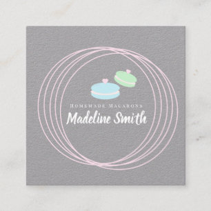 Carte De Visite Carré Pastel Macarons Logo Boulangerie Baker