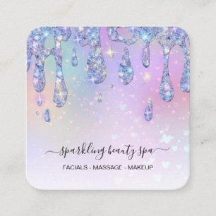 Carte De Visite Carré *~* PASTEL PARTIES SCINTILLANT de goutte arc-en-ci