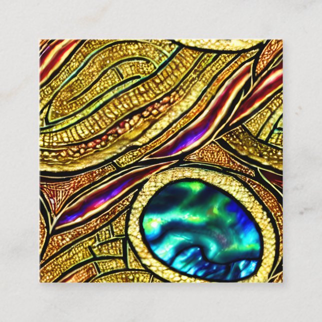 Carte De Visite Carré Pastel Paua Coque Couleur Verre (Devant)