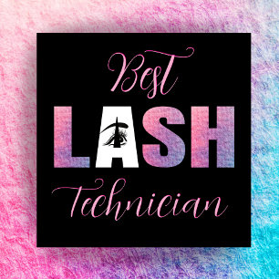 Carte De Visite Carré Pastel Pink Bold Best Lash Tech Arrière - plan noi