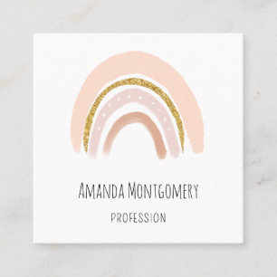 Carte De Visite Carré Pastel Pink & Faux Parties scintillant Boho Arc-en