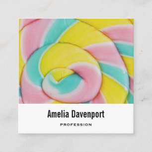 Carte De Visite Carré Pastel Rainbow Spiral Candy Photo