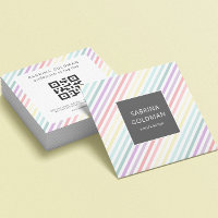 Pastel Rainbow Unicorne Green Stripes QR CODE