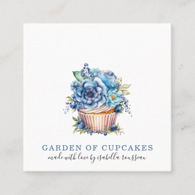Carte De Visite Carré Pâtisserie Chef Aquarelle Cupcake Baker (Devant)