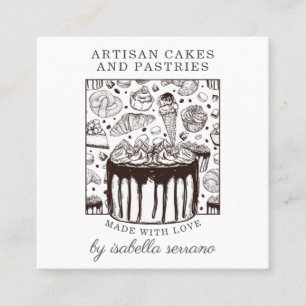 Carte De Visite Carré Pâtisserie Chef pâtisserie Gâteaux Et Pâtisseries
