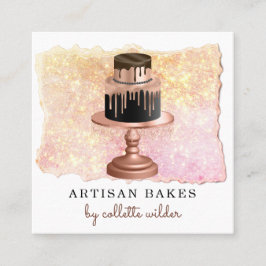 Carte De Visite Carré Pâtisserie Chef Rose Gold Drives Carré étincelant