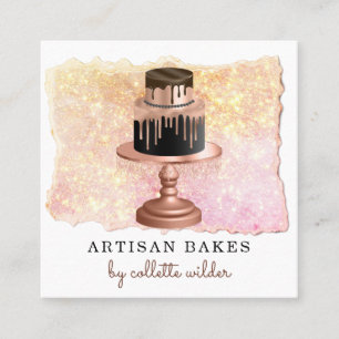 Carte De Visite Carré Pâtisserie Chef Rose Gold Drives Carré étincelant