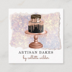 Carte De Visite Carré Pâtisserie Chef Rose Gold Drives Parties scintilla