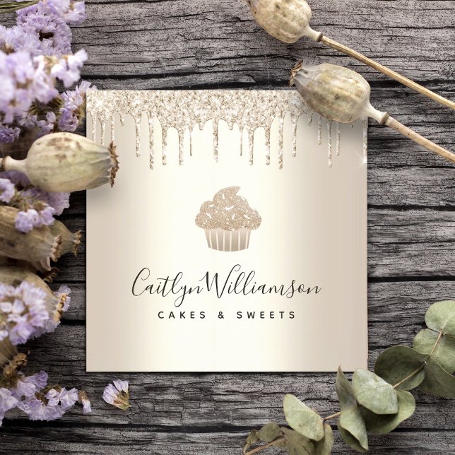 Carte De Visite Carré Pâtisserie Cupcake Boulangerie Chef Chic Parties s (Créateur téléchargé)