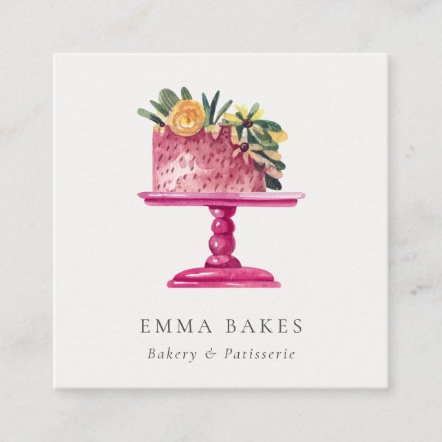 CARTE DE VISITE CARRÉ PATISSERIE CUPCAKE CUPCAERY FLORAL TRENDY (Devant)