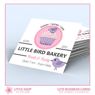 Carte De Visite Carré Pâtisserie Cupcake Rose Violet