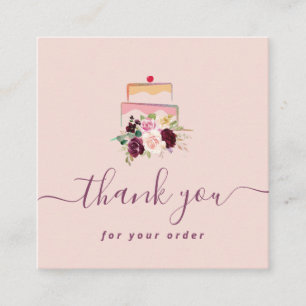 Carte De Visite Carré pâtisserie florale merci à votre commande