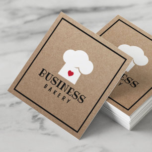 Carte De Visite Carré Pâtisserie Mignonne Chef Pâtissier Minimaliste Rus