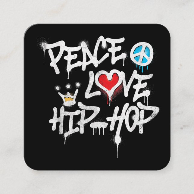 Carte De Visite Carré Peace Love Hip hop Dancing (Devant)