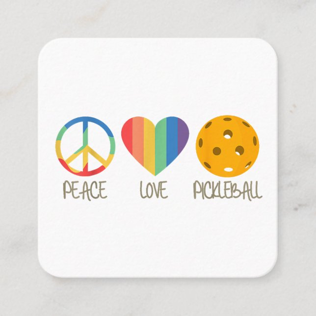 Carte De Visite Carré Peace Love Pickleball (Devant)