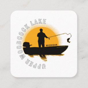 Carte De Visite Carré Pêche au lac Michigan