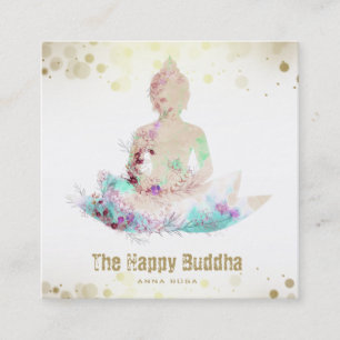 Carte De Visite Carré *~* Pêcher Bouddha Aqua QR AP33 Lotus Floral