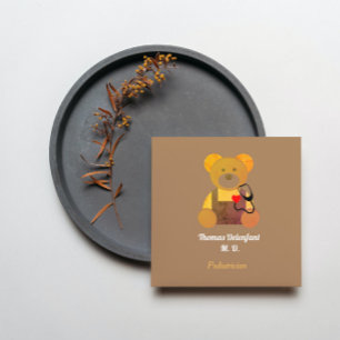 Carte De Visite Carré Pediatricien - oranges en peluche - stéthoscope