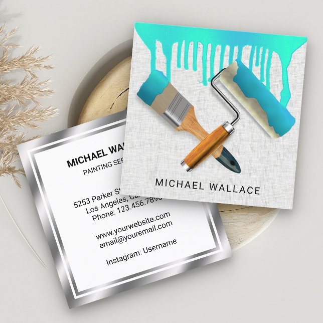 Carte De Visite Carré Peinture à tremper OEuvres de peinture professionn (Créateur téléchargé)