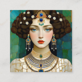 Carte De Visite Carré Peinture de Klimt en texture de pierre, portrait, 