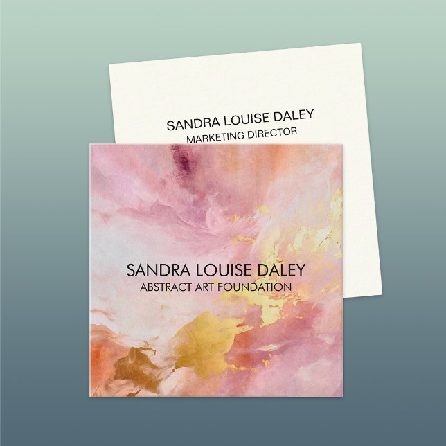 Carte De Visite Carré Peinture or rose Abstraite Art moderne (Créateur téléchargé)