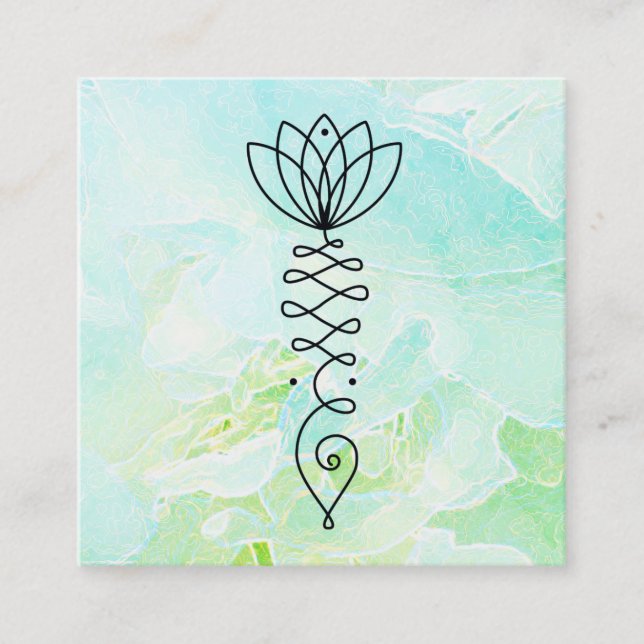 Carte De Visite Carré *~* Peony Heart Lotus Yoga Soigneur Massage Reiki (Devant)