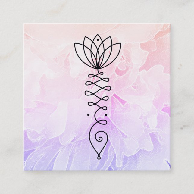 Carte De Visite Carré *~* Peony Ombre Lotus Healer Massage Reiki Yoga (Devant)