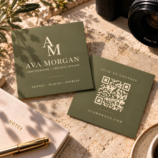 Carte De Visite Carré Personalized QR Code Modern Square