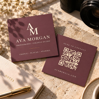 Carte De Visite Carré Personalized QR Code Modern Square