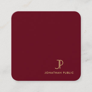 Carte De Visite Carré Personnalisé Elite Monogram Modèle Luxe Premium Pe