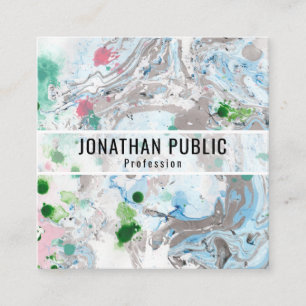 Carte De Visite Carré Personnalisé rose bleu vert tendance Art moderne A
