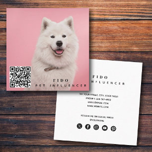 Carte De Visite Carré Pet Dog Influencer Photo QR Code Social Media
