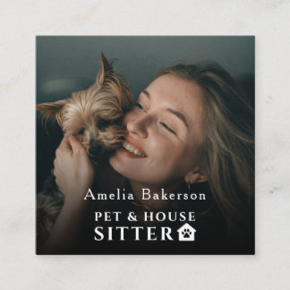 Carte De Visite Carré Pet & House Sitter Professional Photo Custom