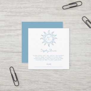 Carte De Visite Carré Petit écran de soleil Baby shower bleu
