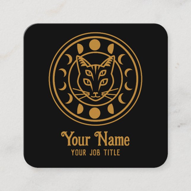 Carte De Visite Carré Phases de lune de cuisine Chat (Devant)