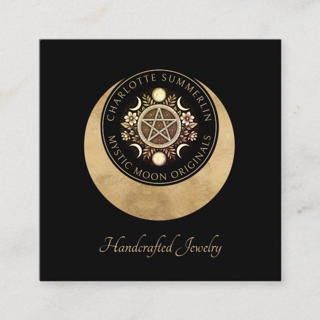 Carte De Visite Carré Phases Lune Céleste Designer bijouterie (Devant)