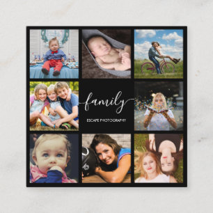 Carte De Visite Carré Photo Collage Script Photographe professionnel